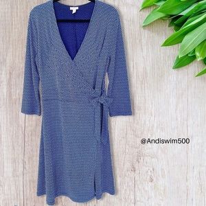 Isaac Mizrahi Blue Long Sleeve Wrap Dress; XL